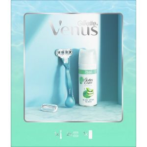 Gillette Promo Venus Smooth Ξυριστική Μηχανή 1 Τεμάχιο & Ανταλλακτικές Λεπίδες 2 Τεμάχια & Satin Care Gel Shaving Gel with Aloe 75ml