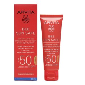 Apivita Bee Sun Safe Anti Spot Anti Age Tinted Face Cream SPF50 Αντηλιακή Κρέμα Προσώπου Κατά Των Πανάδων και Ρυτίδων Με Χρώμα Βελούδινης Υφής 50ml