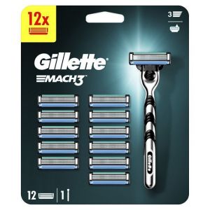 Gillette Mach3 Ξυραφάκι με Ανταλλακτικές Κεφαλές 3 Λεπίδων & Λιπαντική Ταινία 12τμχ