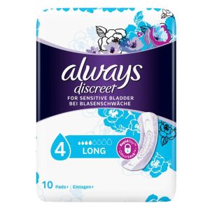 Always Discreet Lady Σερβιέτες Για Ακράτεια Long Size 4, 10τεμάχια