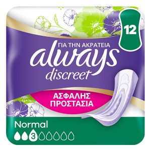 Always Discreet Lady Σερβιέτες Για Ακράτεια Normal Size 3, 12τεμάχια