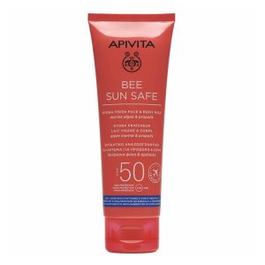 Apivita Bee Sun Safe Hydra Fresh Face + Body Milk Travel Size Ενυδατικό Αναζωογονητικό Γαλάκτωμα για Πρόσωπο & Σώμα Spf 50 100ml