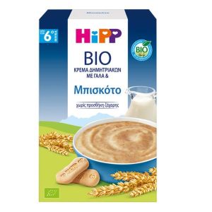 Hipp Bio Κρέμα Δημητριακών με Γάλα & Μπισκότο Χωρίς Προσθήκη Ζάχαρης 6m+ 250gr