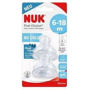Nuk First Choice+ Θηλές Σιλικόνης No Colic 6-18m Flow Control 2τμχ