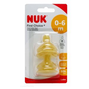 Nuk First Choice+ Θηλές Καουτσούκ No Colic 0-6m 2τμχ