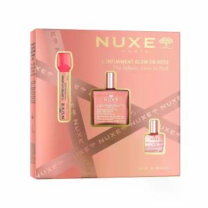 Nuxe Xmas Set The Infinite Glow in Pink με Ξηρό Έλαιο για Λάμψη με Άρωμα 50ml + Ορός Χειλιών για Όγκο, 10ml + Ξηρό Έλαιο για Θρέψη 10ml