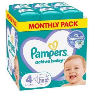 Pampers Active Baby No.4 Monthly Pack (9-14kg) 180 Πάνες