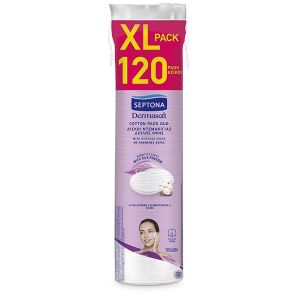 Septona Dermasoft Cotton Pads Δίσκοι Ντεμακιγιάζ Διπλής Όψης 120τεμ