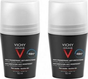 Vichy Homme Anti-irritation Anti Perspirant 72h Roll-On-Αποσμητικό κατά της Εφίδρωσης για 72 Ώρες, 2x50ml