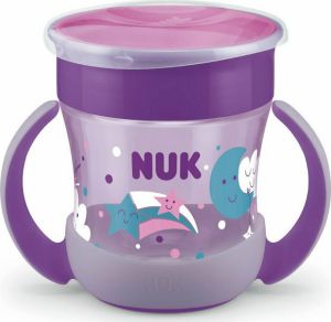 NUK Evolution Mini Magic Cup Night Μωβ Με Χείλος Και Καπάκι 6+, 160ml 