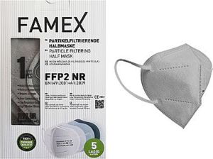 Famex Μάσκα Προστασίας FFP2 Particle Filtering Half NR σε Γκρι χρώμα 10τμχ
