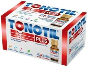 Tonotil Plus Συμπλήρωμα Διατροφής με 4 Αμινοξέα B12 & Καρνιτίνη 15 αμπούλες x10ml