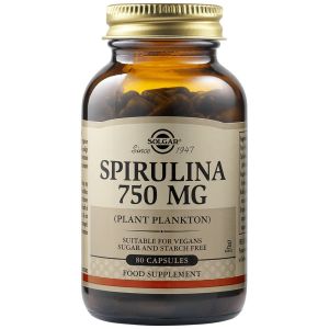 Solgar - Spirulina 750mg Συμπλήρωμα Διατροφής Σπιρουλίνα Πηγή Πρωτεΐνης για Φυτοφάγους 80 Κάψουλες