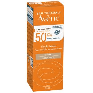 Avene Solaire Fluide Teintee SPF50+, Αντηλιακή Λεπτόρρευστη Κρέμα Προσώπου με Χρώμα για Μικτή/Λιπαρή επιδερμίδα, 50ml