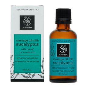 Apivita Natural Eucalyptus Oil Massage Λάδι μασάζ για τον χειμώνα, Με Ευκάλυπτο & δεντρολίβανο,50ml