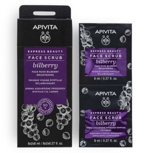 Apivita Face Scrub With Bilberry Κρέμα Απολέπισης Για Λάμψη Με Μύρτιλλο 2x8ml