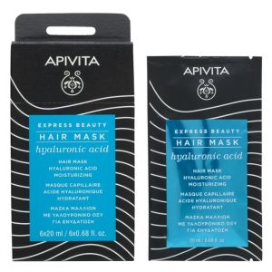 Apivita  Express Beauty  Moisturizing Hair With Hyaluronic Acid Μάσκα Ενυδάτωσης για Όλους τους Τύπους Μαλλιών με Υαλουρονικό Οξύ, 20ml
