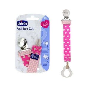 Chicco Pacifier Fashion Clip Κλιπ Πιπίλας σε Ροζ Χρώμα, 1 τεμάχιο