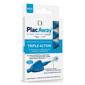 Plac Away Triple Action Μεσοδόντια Βουρτσάκια 0.6mm ISO 3, Μπλε, 6τεμ
