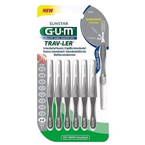 Gum Trav-ler Interdental Brush (1618) Μεσοδόντια Βουρτσάκια 2.0mm Γκρι 6τεμ