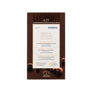 Korres Argan Oil Advanced Colorant 6.77 Πραλίνα Μόνιμη Βαφή Μαλλιών με Τεχνολογία Pigment Lock που κλειδώνει το Χρώμα