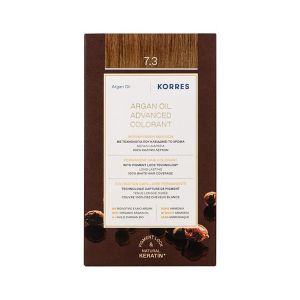 Korres Argan Oil Advanced Colorant 7.3 Ξανθό Χρυσό/ Μελί Μόνιμη Βαφή Μαλλιών με τεχνολογία Pigment-Lock που κλειδώνει το χρώμα