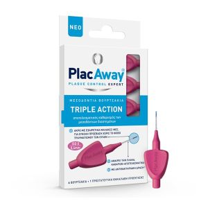 Plac Away Triple Action Μεσοδόντια Βουρτσάκια 0.4mm ISO 0, Ροζ, 6τεμ